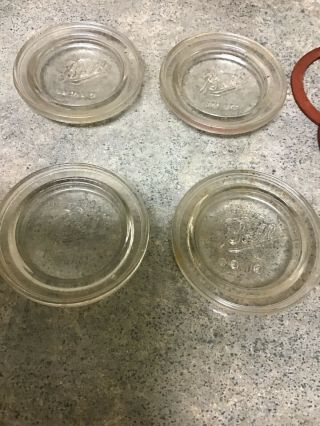 Ball No 10 Vintage Clear Glass Canning Jar Lid Inserts (set Of 4) & Rubber Rings