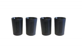 Jagermeister - Set Of 4 - Shot Glasses - 2cl - Black Glass/ Relief Logo -