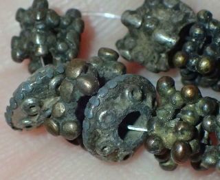 10 Rare Antique Metal Low Silver Beads,  5 - 8.  5mm,  S1177