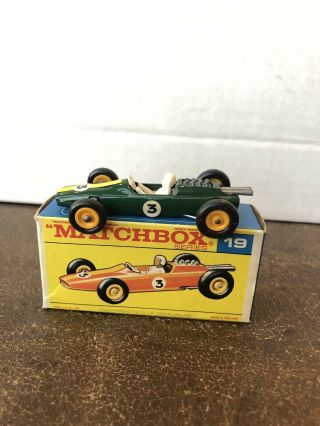 Vintage Matchbox 19 - Lotus Racing Car.  With Rare Orange Box