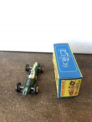 Vintage Matchbox 19 - Lotus Racing Car.  With RARE Orange Box 5