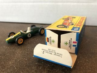 Vintage Matchbox 19 - Lotus Racing Car.  With RARE Orange Box 7