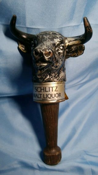 Vintage Schlitz Bull Horns Malt Liquor Beer Tap Handle 1972 10 