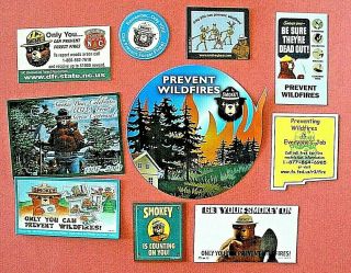 10 Smokey Bear Magnets - - Each Different - - - Forest Fires,  Wildfires
