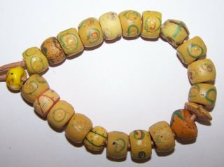 Antique Venetian Trade Beads - Distressed Yellow Eye Beads