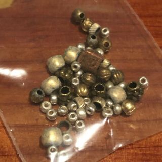 1600 - 1900’s Antique Small Metal Seed Beads Copper,  Brass,  Silver Tone Trade Old