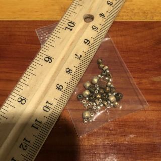 1600 - 1900’s Antique Small Metal Seed Beads Copper,  Brass,  Silver Tone Trade Old 3