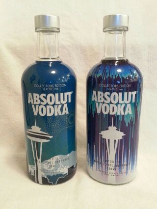 Absolut Vodka Collectors Edition 750ml Bottles Seattle Space Needle 4 & 5 Empty