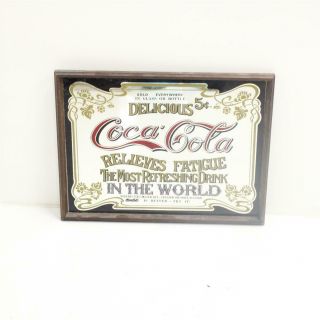 Vintage Wood - Framed Mirrored Coca - Cola Bar/pub/hotel Advertisement Wall Art 454