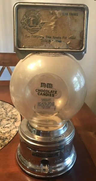 Vintage Ford Gum Ball Machine M&m Candies Gumball Countertop Vending With Key