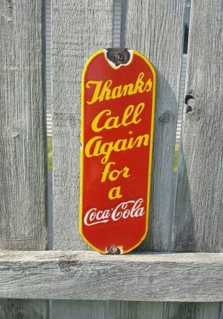 Coca Cola Porcelain Sign Door Push Pull Rack Display Soda Pop Beverage Vintage