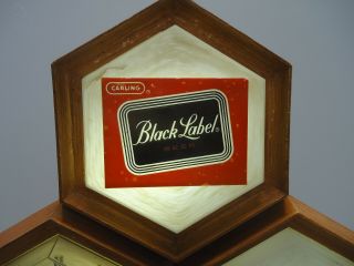 Vintage Carling Black Label Beer Clock Light Sign Wall Bar Man Cave Decor 1960 ' s 3
