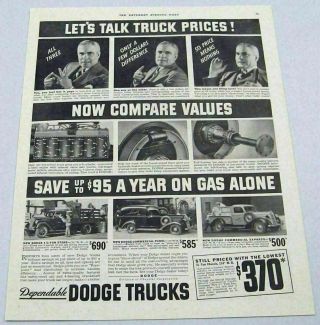 1936 Print Ad Dodge Trucks Commercial Panel,  Pickup & Stake