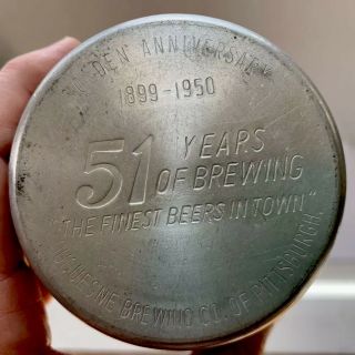 Vintage Duquesne Brewing Co Beer Aluminum Metal Shaker 1950 Anniversary