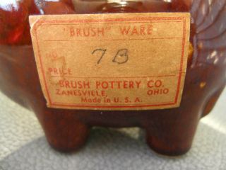 Vintage Stoneware Pottery Pig Bank - Brush Pottery Co Zanesville Ohio - w/ Label 7