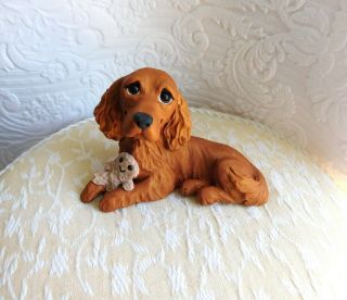 Irish Setter With Toy Clay Sculpture By Raquel At Thewrc Hand Sculpted Dog