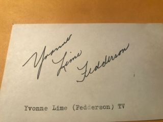 Yvonne Lime Autograph,  Actress,  “i Was A Teenage Werewolf” “loving You” W/ Elvis