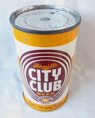 Vintage City Club 12 Oz Flat Top Beer Can - Jacob Schmidt Brg Minn