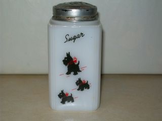 Vintage Tipp City Mckee Scotty Dog Sugar Shaker.  Art Deco.  Milk Glass.  Scottie.  Nr