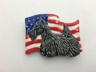 Scottie terrier USA 4th of July brooch pin jewelry OOAK sculpture painting art 2