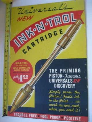 Rare Universal Ink - N - Trol Cartridge Sign 21 " X 14 " Store Display Ad Board