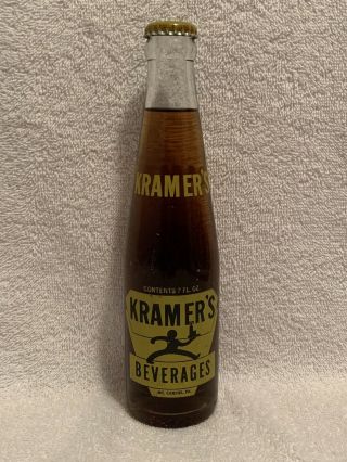 Full 7oz Kramer’s Ginger Ale Acl Soda Bottle Mt.  Carmel,  Pa