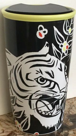 Starbucks 2018 White Tiger Ceramic Tumbler 12 Oz With Tag Out Of Production