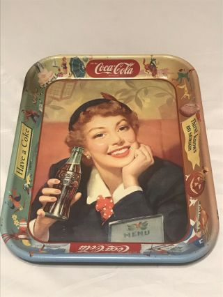 Vintage 1953 Coca Cola Tin Litho Advertising Serving Tray Thirst Knows No Season