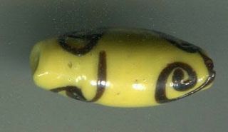 African Trade Beads Vintage Venetian Old Glass Rare Oval Yellow Zen Or 6 Bead