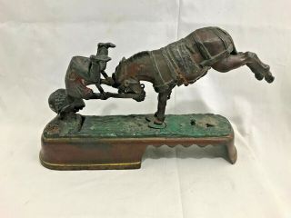Great Orig.  Antique 1879 Cast Iron J.  & E.  Stevens Spise A Mule Mechanical Bank 4