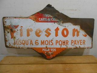 Rusty Old Firestone Tires 29 " X 17 " Gas Oil Station Double Sided Tin Sign