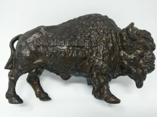 18 - 1900 Large Cast Iron Figural Buffalo Bank Advertising “amherst Stoves,  ” Orig