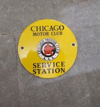 Porcelain Chicago Service Station Enamel Sign Size 6 " Inches Round