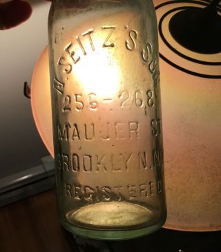 1800s N Seitz Son Brooklyn Ny Brewing Co Beer Bottle 256 - 268 Maujer St Blob Top