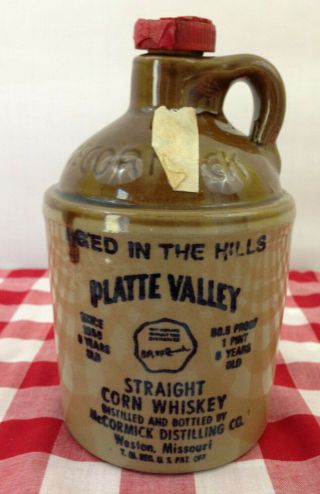 Mccormick Platte Valley Straight Corn Whiskey - Empty 1 Pint Jug Bottle