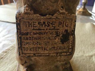 Great old cast iron The Wise Pig still bank Paint - 7