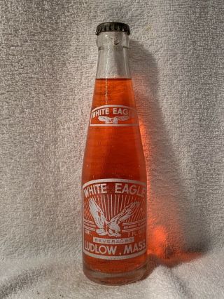 Full 7oz White Eagle Strawberry Acl Soda Bottle Ludlow,  Mass