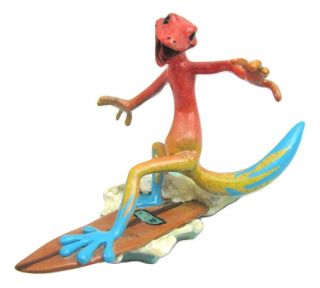 Kitty’s Critters Gecko Surfing Dude Figurine Lizard Surf Board Retired Nck1376