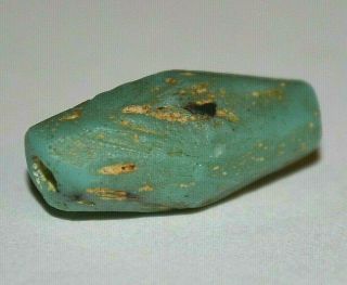 Ancient Faience Excavated Glass Mandrel Wound Bead Found In Mali,  African Trade