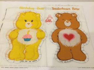 Care Bears 1983 Fabric Panel Cut N Sew Tenderheart & Birthday Bears