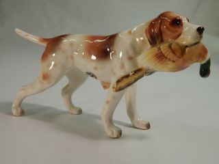 Vintage Norcrest Porcelain Pointer Hunting Dog Figurine With Pheasant
