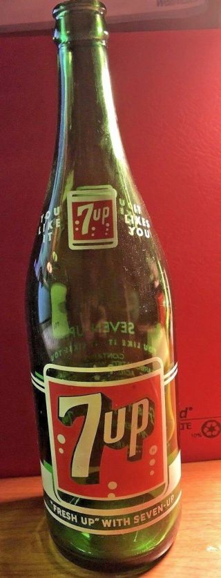 Vintage 7 - Up Green Bottle 1963 - 67