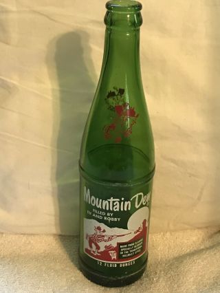 Rare Ev And Robby Hillbilly Mountain Dew 12 Ounce Red Head Soda Bottle
