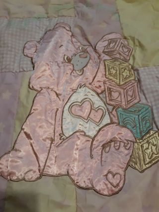 Vintage Care Bears Baby Brand,  Satin Pink Crib Blanket