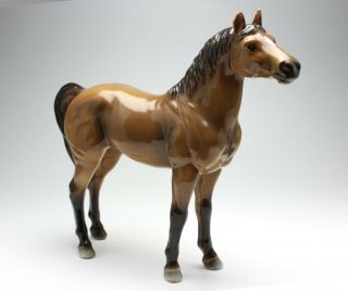 10 " Large Bay Horse Red Brown Stallion Porcelain Figurine Japan