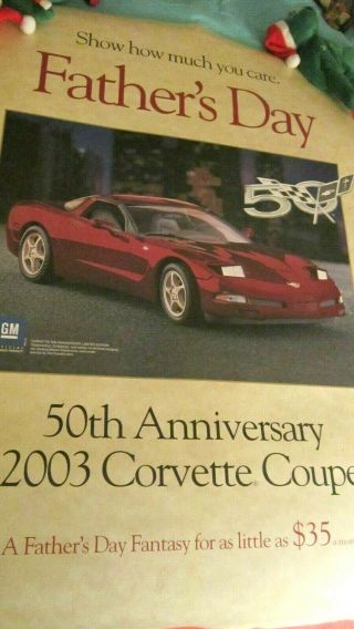 2003 Chevrolet Corvette 50th Anniversary Indy 500 Pace Car 24 " X36 " Poster
