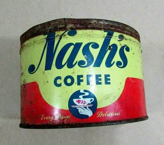 Vintage Nash ' s Coffee Tin Primitive Old 1 lb 4x5 Can St Paul Minneapolis SH 2