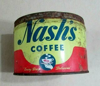 Vintage Nash ' s Coffee Tin Primitive Old 1 lb 4x5 Can St Paul Minneapolis SH 3