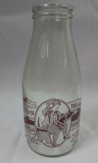 Vintage Top Of The Class Milk Bottle School Milk Society - England - 1/2 Pint