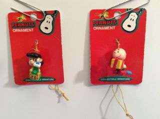 Vintage Snoopy Peanuts Charlie Brown,  Lucy,  Christmas Ornaments 1 " X 2,  Nip
